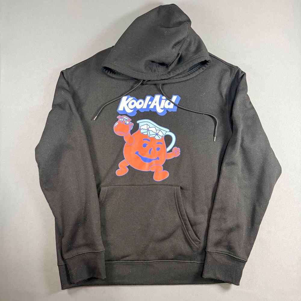 Y2k Kool-Aid Graphic Print Hoodie Jet Black Size Medium